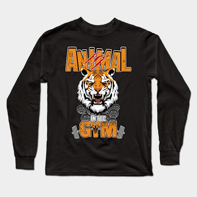 Animal in the Gym Long Sleeve T-Shirt by The Printee Co